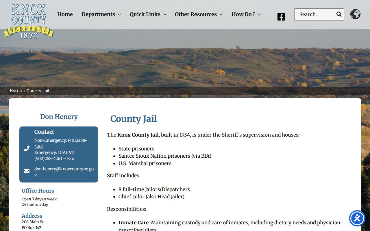 Knox County Jail booking and custody source page